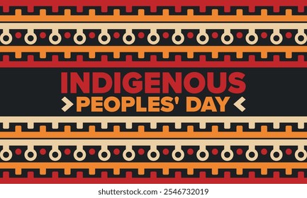 Indigenous Peoples' Day. Native American Day. American Indian culture. Heritage Month. Celebrate annual in United States. Tradition pattern. Poster, card, banner and background. Vector illustration