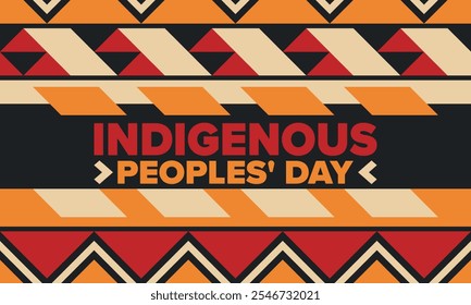 Indigenous Peoples' Day. Native American Day. American Indian culture. Heritage Month. Celebrate annual in United States. Tradition pattern. Poster, card, banner and background. Vector illustration