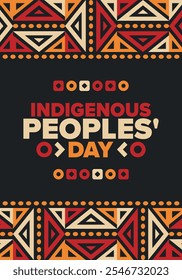 Indigenous Peoples' Day. Native American Day. American Indian culture. Heritage Month. Celebrate annual in United States. Tradition pattern. Poster, card, banner and background. Vector illustration