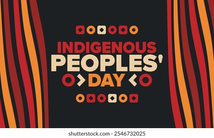 Indigenous Peoples' Day. Native American Day. American Indian culture. Heritage Month. Celebrate annual in United States. Tradition pattern. Poster, card, banner and background. Vector illustration