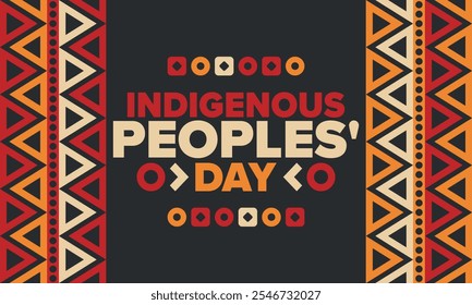 Indigenous Peoples' Day. Native American Day. American Indian culture. Heritage Month. Celebrate annual in United States. Tradition pattern. Poster, card, banner and background. Vector illustration