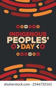 Indigenous Peoples' Day. Native American Day. American Indian culture. Heritage Month. Celebrate annual in United States. Tradition pattern. Poster, card, banner and background. Vector illustration