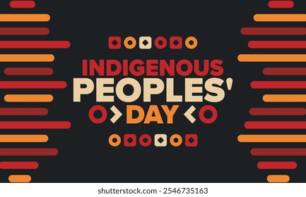 Indigenous Peoples' Day. Native American Day. American Indian culture. Heritage Month. Celebrate annual in United States. Tradition pattern. Poster, card, banner and background. Vector illustration