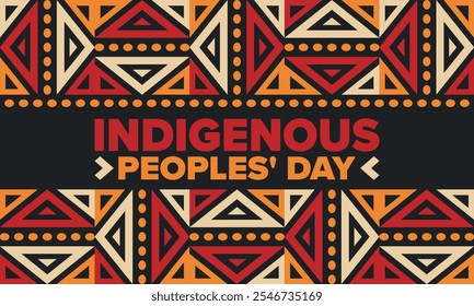 Indigenous Peoples' Day. Native American Day. American Indian culture. Heritage Month. Celebrate annual in United States. Tradition pattern. Poster, card, banner and background. Vector illustration