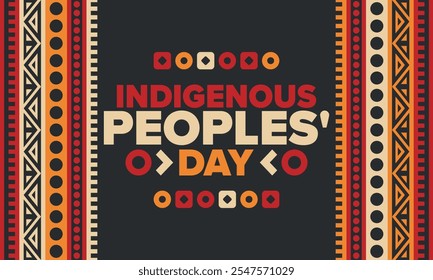 Indigenous Peoples' Day. Native American Day. American Indian culture. Heritage Month. Celebrate annual in United States. Tradition pattern. Poster, card, banner and background. Vector illustration