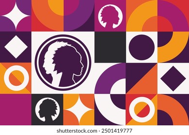 Indigenous Peoples' Day. Seamless geometric pattern. Template for background, banner, card, poster. Vector EPS10 illustration