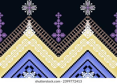 Indigenous pixel fabric pattern from Asian geometric shapes.