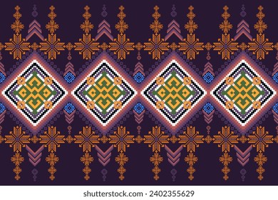 Indigenous pixel fabric pattern from Asian geometric shapes.