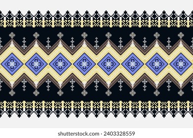 Indigenous pixel fabric pattern from Asian geometric shapes.