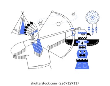 Indigenous religion abstract concept vector illustration. Earliest beliefs, ethnic religion, nature connection, worship practice, indian totem, god spirit, ancient culture abstract metaphor.