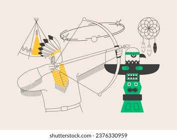 Indigenous religion abstract concept vector illustration. Earliest beliefs, ethnic religion, nature connection, worship practice, indian totem, god spirit, ancient culture abstract metaphor.