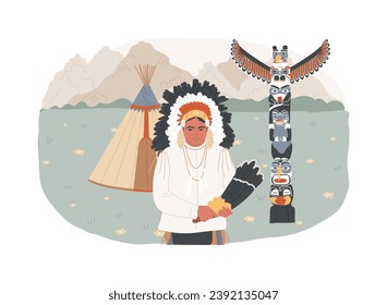 Indigenous religion isolated concept vector illustration. Earliest beliefs, ethnic religion, nature connection, worship practice, indian totem, god spirit, ancient culture vector concept.