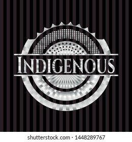 Indigenous silver shiny badge. Vector Illustration. Mosaic.