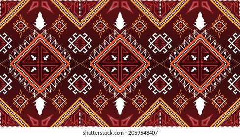 Indigenous tribal design square geometric fabric pattern ep3.Design for background, carpet, wallpaper, clothing, wrapping, Batik, fabric, Vector