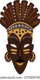 Indigenous tribal mask isolated on white background. Aboriginal tribal mask vector illustration.