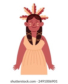 indigenous woman in ethnic dress isolated