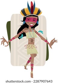 indigenous woman from a south american tribe, dancing. Body painted. Celebration, ritual. indigenous art.