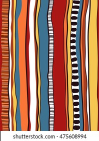 Indigenous/Aboriginal Inspired Stripe Design. Vector Seamless Pattern.