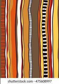 Indigenous/Aboriginal Inspired Stripe Design. Vector Seamless Pattern.