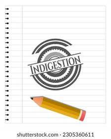 Indigestión dibujada con pinceladas de lápiz. Ilustración vectorial. Detallado. 