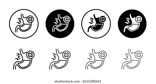 Indigestion icon Flat simple outline set