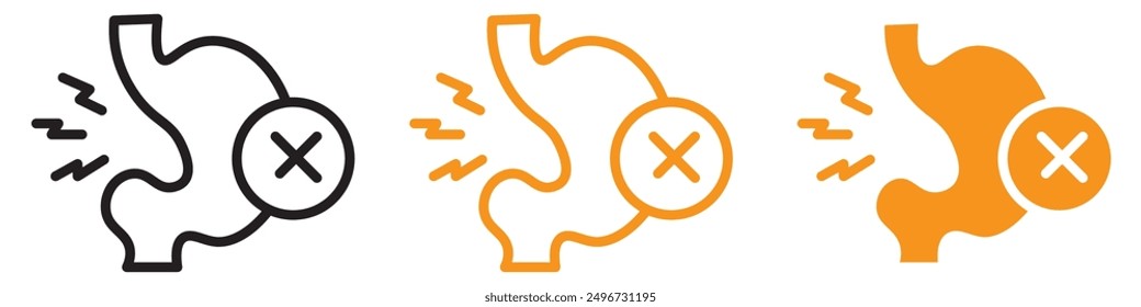 Indigestion Icon Set Digestive Issue Illustrations for Health and Wellness