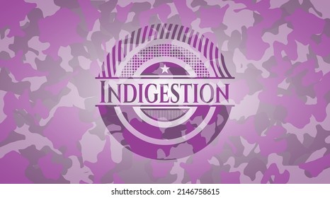 Indigestion pink and purple on camo pattern. Vector Illustration. Detailed. 