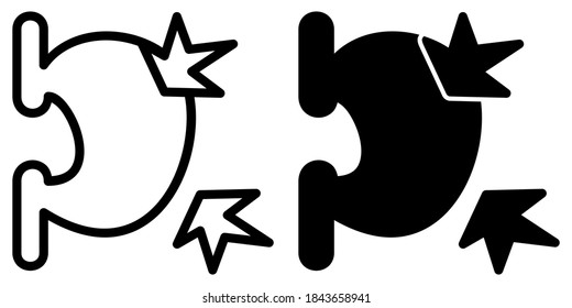 Indigestion, Stomachache Outline and Glyph Icon