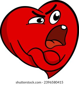 Indignant Cartoon Heart. Crossed Arms and Raised Voices. Face Emotion. Vector Illustration of Funny Character