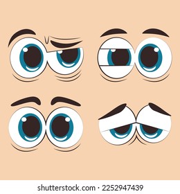 Los ojos indignados establecen diseño de ilustración vectorial aislado