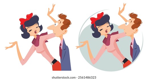 Indignant girl and surprised guy arguing. Illustration concept template for website, web landing page, banner, presentation, social, poster, promotion or print media.