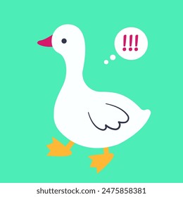 The indignant goose runs. Side view. Vector illustration in flat style.