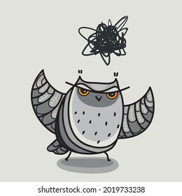 indignant owl character, vector illustration