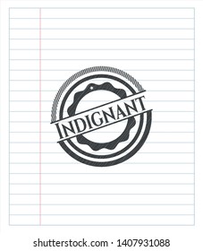 Indignant pencil emblem. Vector Illustration. Detailed.