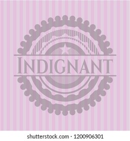 Indignant pink emblem. Vintage.