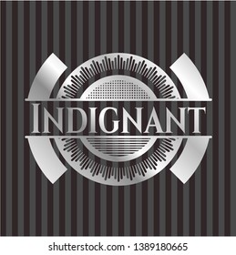 Indignant silver shiny emblem]. Vector Illustration. Mosaic.