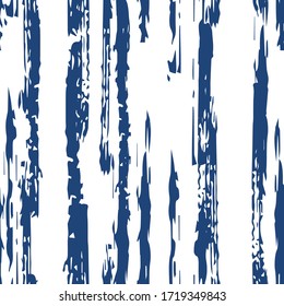 Abstrakter Indigo Streifen Vektor Nahtloses Muster. Farblinienhintergrund. Stoffdruck aus blauem Streifen. Zeilenbildmuster