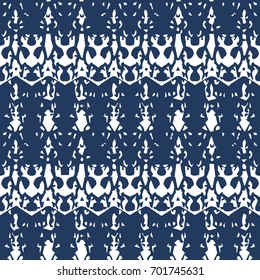 Indigo background. Hand painted blue indigo boho pattern. Abstract seamless pattern. Repeating hand drawn ornament. Tribal indigo art print. Fabric, Cloth Swimwear Design, Wallpaper, Wrapping