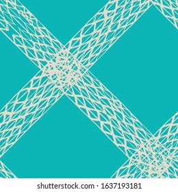 Indigo and Beige Vector seamless check pattern. Allover pattern. Ink grunge grid. Hand drawn seamless check pattern. Graphic background with ethnic tartan. Seamless check pattern background.