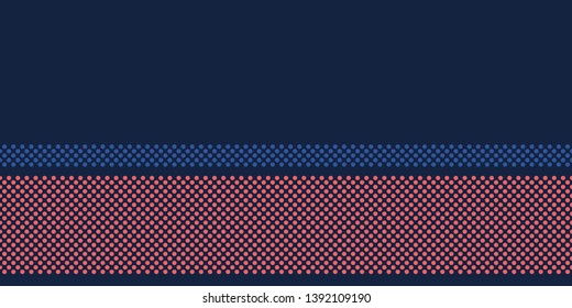 Indigo blue abstract  polka dot circle stripes. Vector pattern seamless border background. Hand drawn maritime style. For navy yacht fashion edging. Trendy home decor, nautical ocean ribbon trim