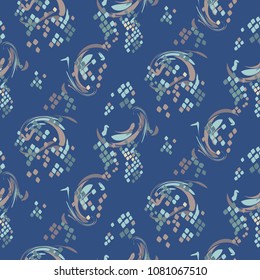 Indigo blue abstract print texture pattern. Seamless vector pattern for fabric and textile design.