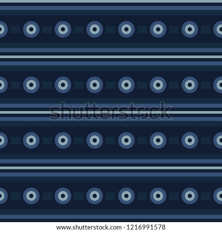 Indigo Blue Circle Stripes Seamless Vector Pattern. Horizontal Lines Background Texture Illustration for Trendy Home Decor, Masculine Fashion Prints, Simple Geometric Packaging, Elegant Wallpaper.