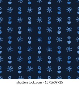 Flor de verano de margarita azul índigo florece sin fisuras. Diseño retro floral estilizado por todas partes. Denim estilo masculino de moda. Papel de diseño moderno, papel pintado, fondo de papel de decoración casera. 