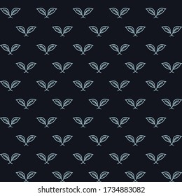 Indigo blue doodle leaf seamless pattern. Sketchy floral foliage vector background. Modern dark navy wallpaper graphic design. Hand drawn quirky all over print. Masculine home decor textile swatch