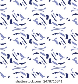 Indigo blue to dye effect abstract vector seamless pattern background. Modern masculine bold graphic bandana design for block print hand craft trend. 