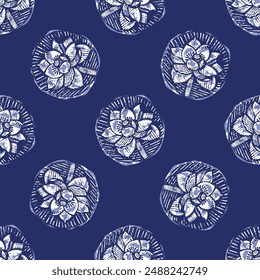 Indigo blue to dye effect abstract vector seamless pattern background. Modern masculine bold graphic bandana design for block print hand craft trend. 