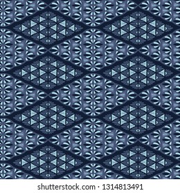 Indigo Blue Dye Geometric Daisy Diamond Stock Vector (Royalty Free ...