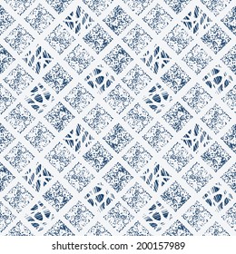 Indigo blue hand drawn seamless pattern, vector