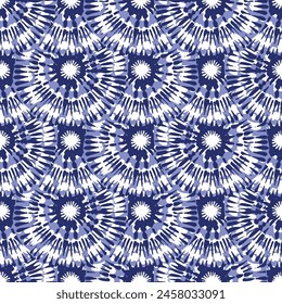 Indigo blue Japanese dot block print effect pattern. Seamless hand made vector design for fabric batik background and faded fashion repeat. 