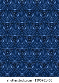 Formas de bloque de tejido de hoja azul índigo. Patrón vectorial sin problemas. Dibujo gráfico de hojas geométricas florales dibujadas a mano. Decoración moderna y retro, estampado masculino, tapicería marina.